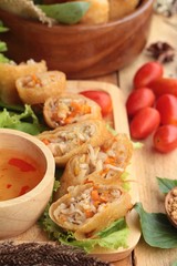 Fried spring rolls traditional for appetizer food.