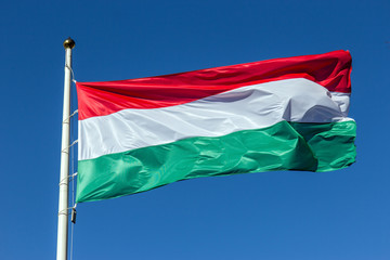 Hungary flag waving on the wind