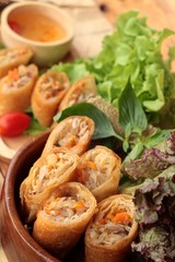 Fried spring rolls traditional for appetizer food.