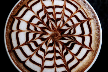 Hot mocha coffee, mocha art coffee.