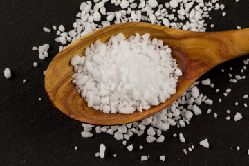 Sea Salt In Wooden Spoon
