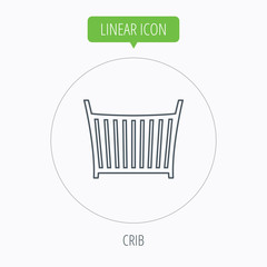Baby crib bed icon. Cradle or cot sign.