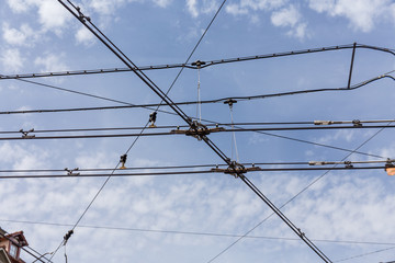 trolley trolleybus electricity cable lines