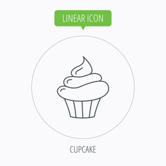 Cupcake icon. Dessert cake sign.