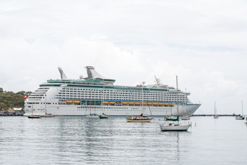 Cruise Ship in Port on Grey Water