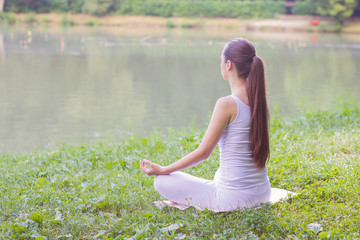 Yoga Woman Meditating Relaxing Healthy Lifestyle