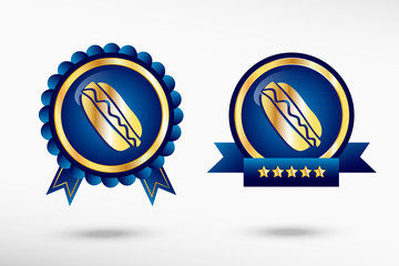 Hot dog icon stylish quality guarantee badges
