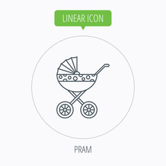 Pram icon. Newborn stroller sign.