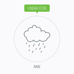 Rain icon. Water drops and cloud sign.
