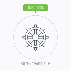 Ship steering wheel icon. Captain rudder sign.