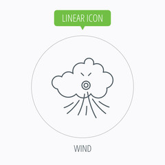 Wind icon. Cloud with storm sign.