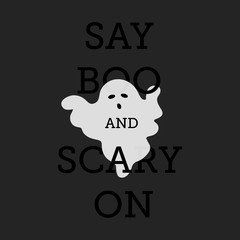 halloween, say boo and scary on