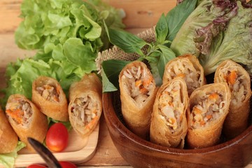 Fried spring rolls traditional for appetizer food.