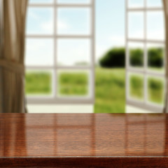 desk and window 