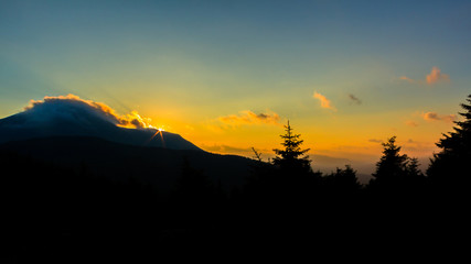 Beautiful sunsets on the mountain Petros, Ukrainian Carpathians