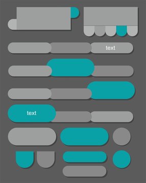 Gray oval and round buttons and charts for infographics. 