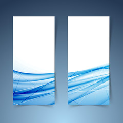 Blue swoosh wave and line abstract banner