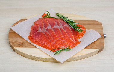Sliced salmon