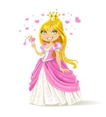 Fototapeta na wymiar Cute fairy-tale Princess with a love potion