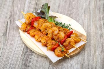 Raw prawn skewer