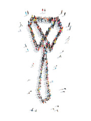 people in the shape of a tie.