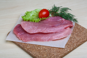 Raw pork schnitzel