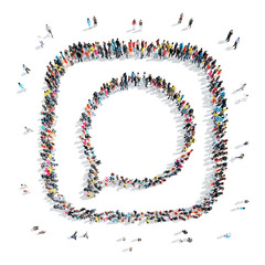 people in the shape of a buble chat.