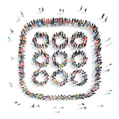 people in the form of an abstract symbol.