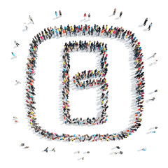 people in the shape of letters.