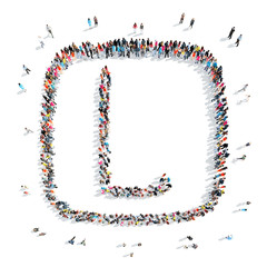 people in the shape of letters.