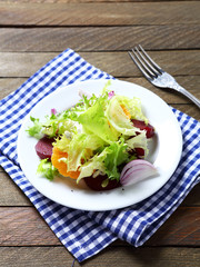 Light salad with beetroot on a plate