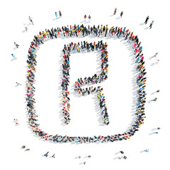 people in the shape of letters.