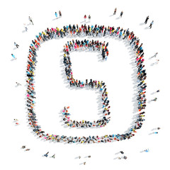 people in the shape of letters.