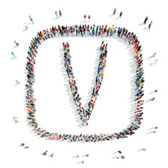 people in the shape of letters.