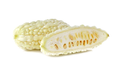 white bitter gourd on white background