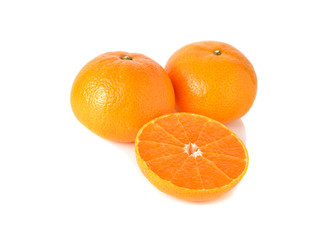 sliced orange on white background