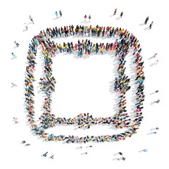 people in the form of an abstract symbol.