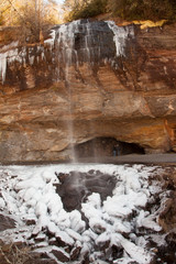 Mountain waterfall in winter