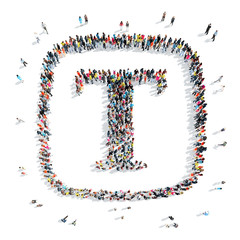 people in the shape of letters.