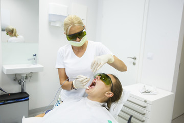 Dental hygienists office, diode laser