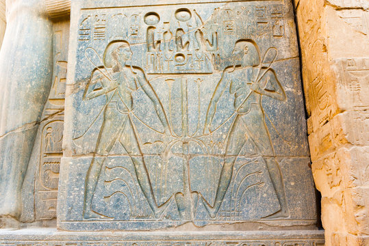 Temple in Luxor carvings of pharaoh