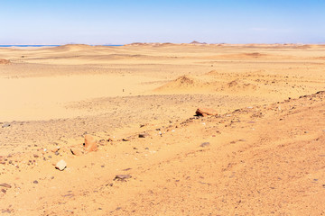 Fototapeta na wymiar Sahara desert landscape in the south of Egypt.