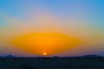 Sunrise over Sahara desert in Sudan