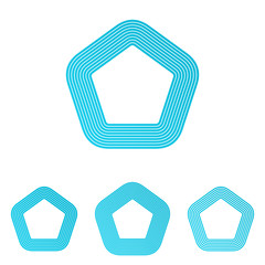 Cyan line pentagon logo design set