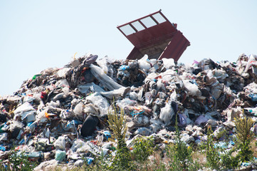 Illegal landfill near small city