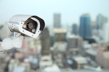 CCTV with Blurring City in night background.