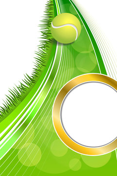 Background abstract green tennis sport yellow ball vertical gold circle frame illustration vector