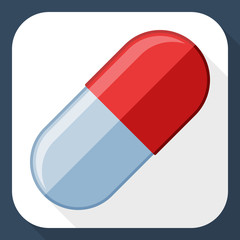 Capsule pill icon with long shadow