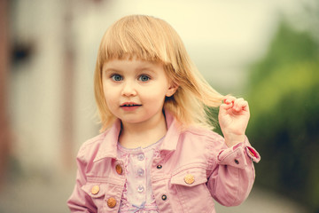 Beautiful girl in the street close up