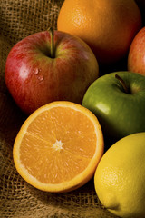 Mixed fruit Apples Orange and Lemon